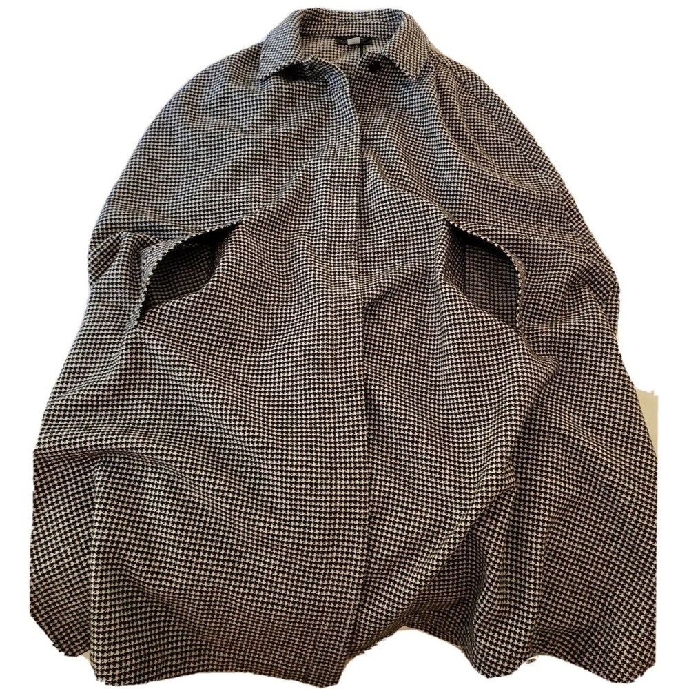Jones New York Collection Womans Black Ivory Houndstooth Long Cape XL 100% Wool - Picture 11 of 11
